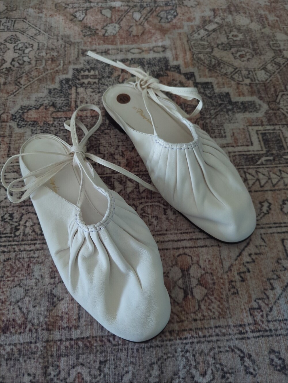 3.1 Phillip Nadia Lace Up Wrap Around Ballet Flat Shoes Women’s 40 Ivory $350